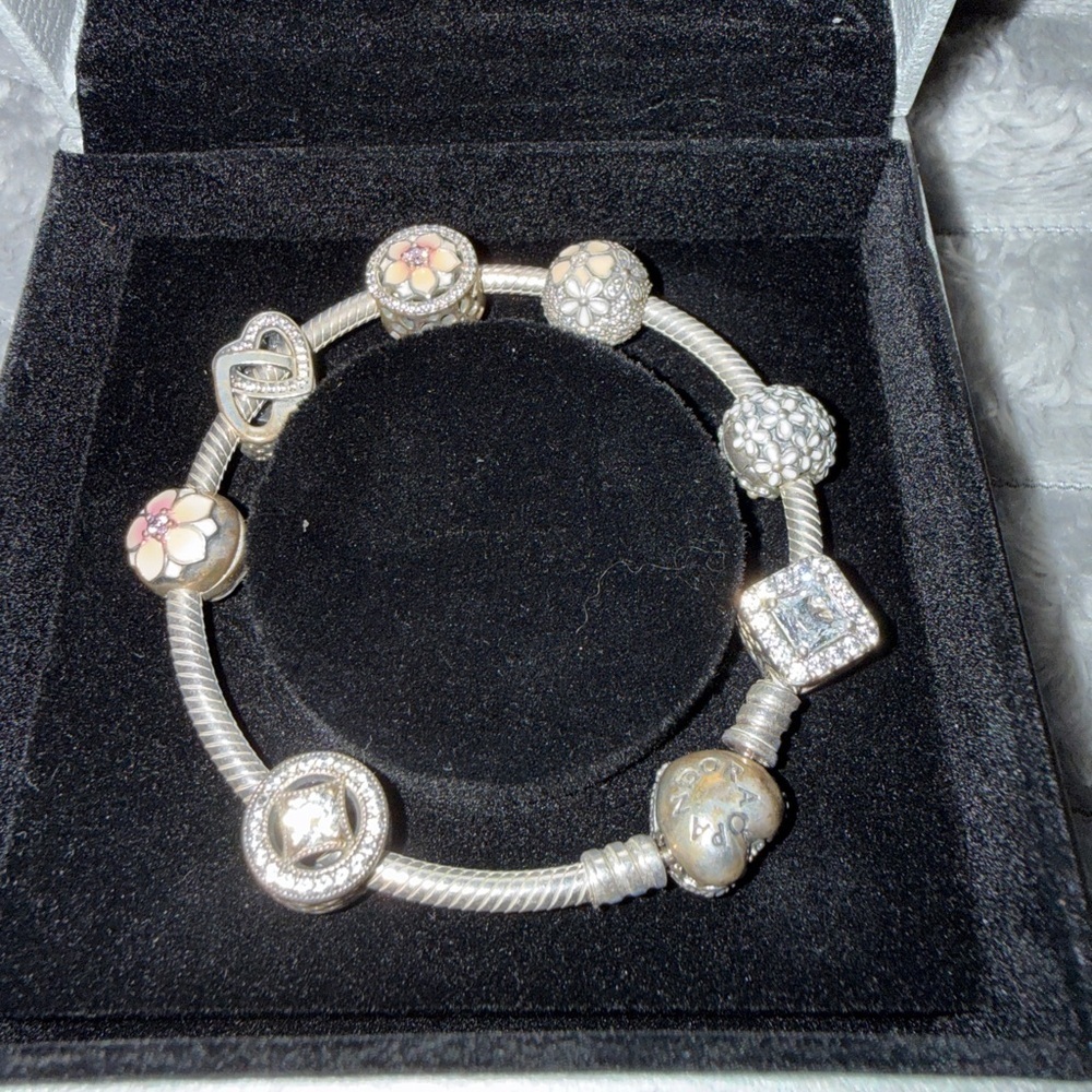 Pandora Silver Bracelet with Pink and Silver Charms Limited Edition - Picture 8 of 14